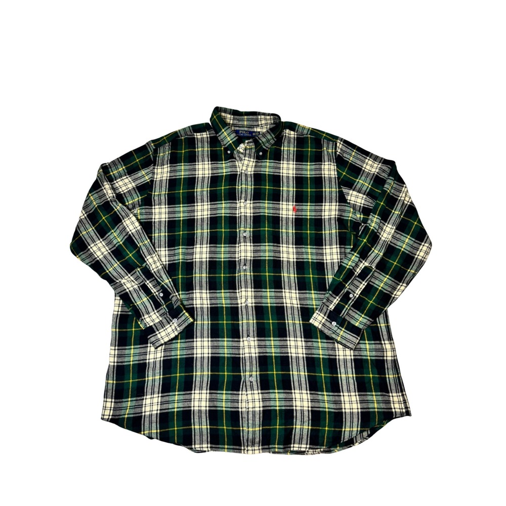 Polo Ralph Lauren Men's Flannel Style Plaid Button Down Shirt Size 2XLT Green
